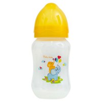 Пляшечка для годування з широким горлом та силіконовою соскою 1002 жовтий 250 мл