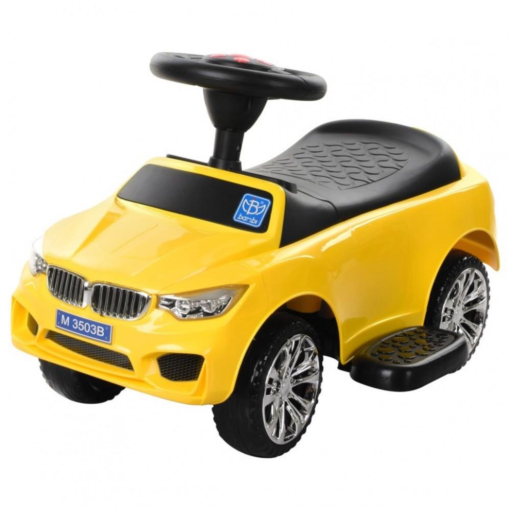 Дитяча каталка-толокар M 3503B-6 Жовтий, з батьківською ручкою