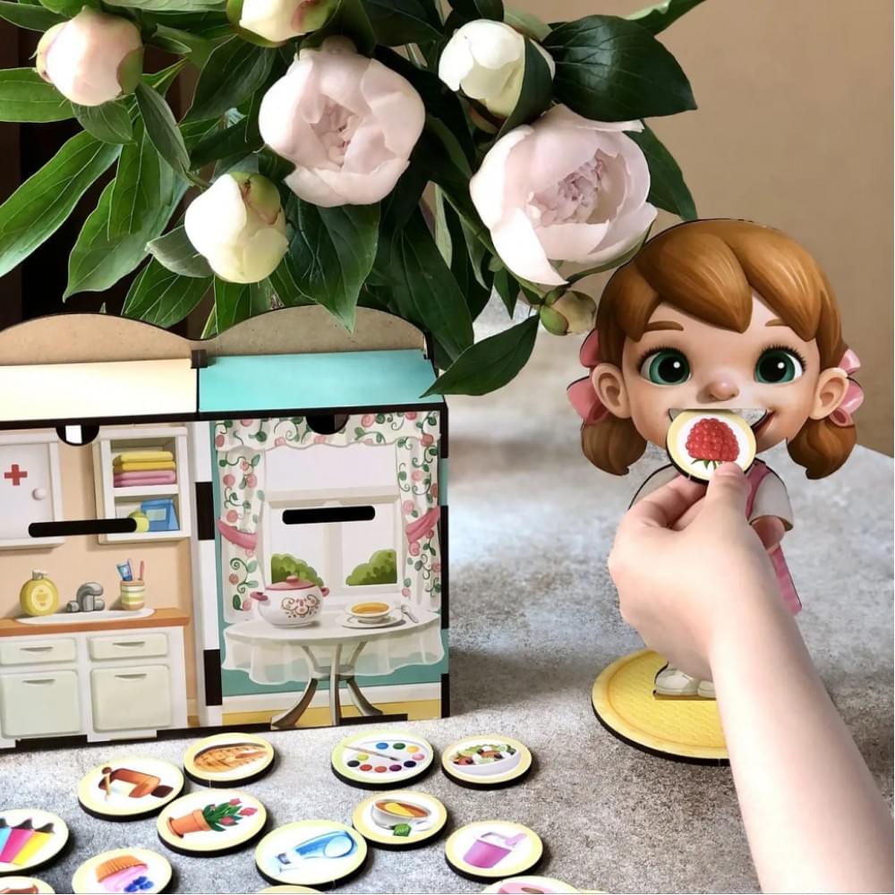 Дерев'яна настільна гра "Їстівне-неїстівне" Ubumblebees (ПСФ091) PSF091 сортер-комодик