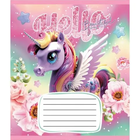 Зошит учнівський "Єдинороги" 012-510065C-3 в косу лінію, 12 аркушів