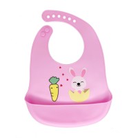 Слинявчик силіконовий "Зайчик" MGZ-0611 (Pink) з кишенею