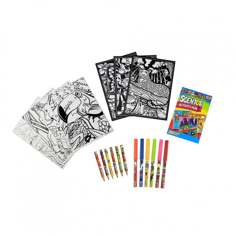 Ароматний набір для творчості "Смішні розмальовки" Scentos 42558, маркери, олівці, розмальовки