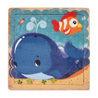 Дерев'яний пазл-вкладиш Рибка та кит 73260-17, 16 деталей