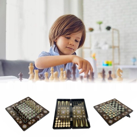 Набір настільних ігор "Шахи 3 в 1" Set3 NE-SP-SET-14 нарди, шашки, 40х40 см