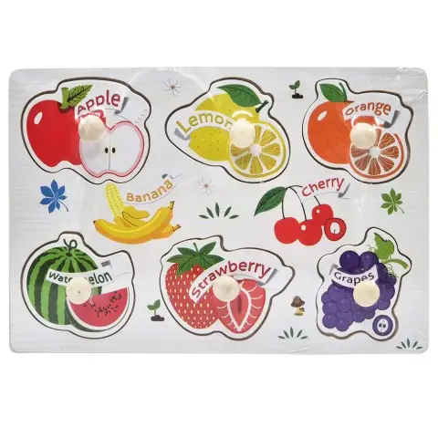 Дерев'яний пазл-вкладиш Фрукти та ягоди 53972-9 ручка-тримач, у плівці