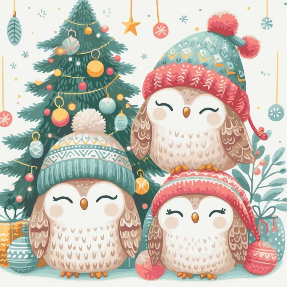 Картина за номерами "Різдвяні совенята" 11586-AC 40х40 см