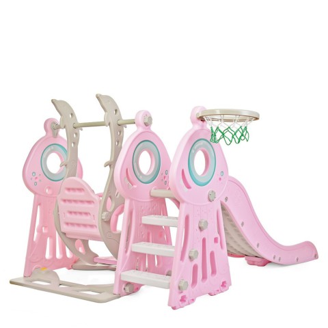 Дитяча гірка-гойдалка WM19011-8 пластик, з баскетбольним кільцем