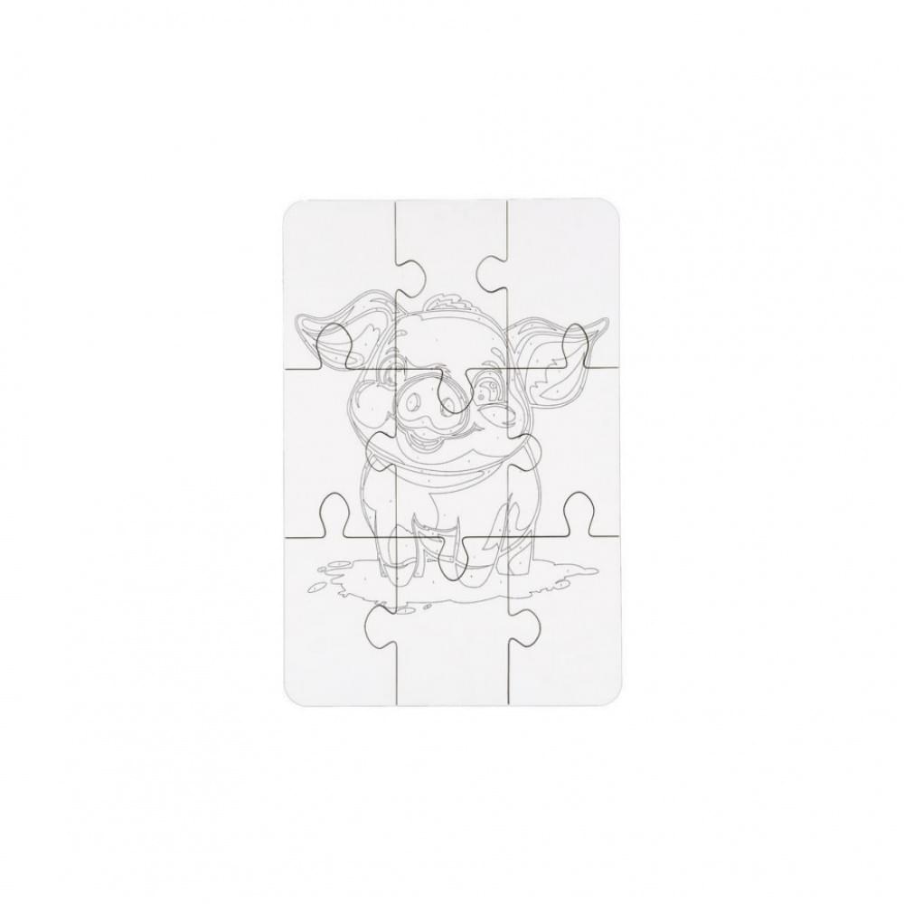 Деревʼяний пазл-розмальовка А5 "Поросятко" Puz-22939 пензлик, фарби, клейка плівка