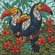 Алмазна мозаїка "Вітраж. Тріо туканів" ©art_selena_ua AMO8345, 30х30 см