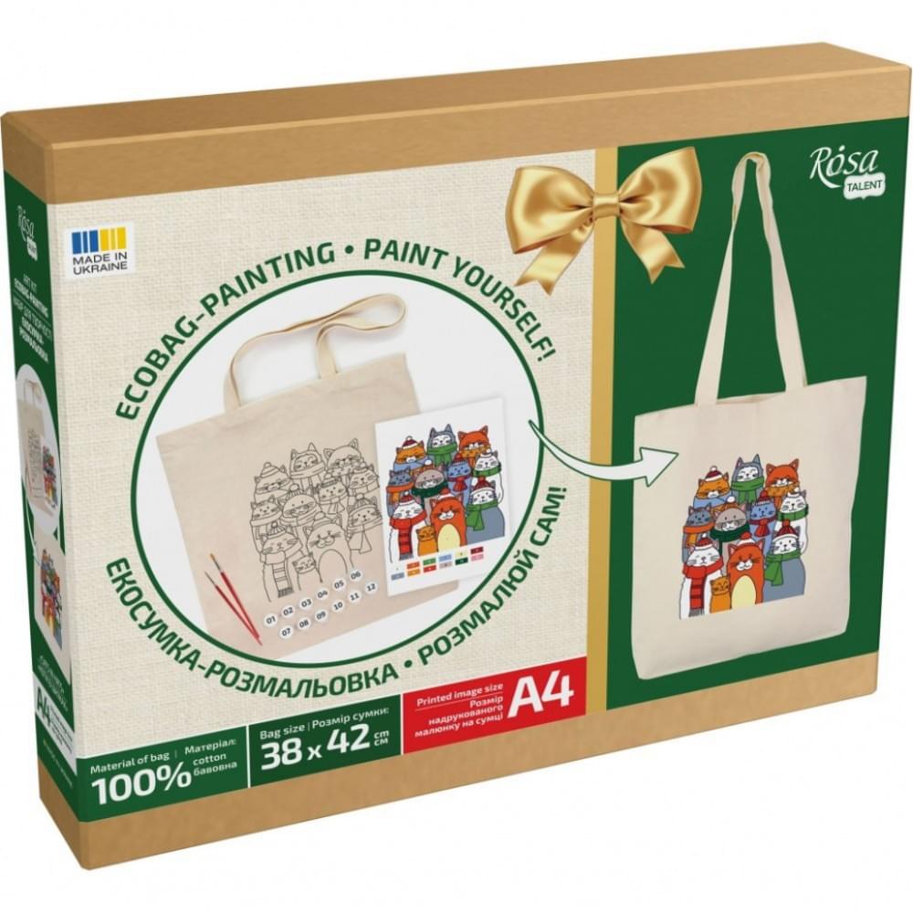 Набір для розфарбовування еко-сумки "Коти в шапках" N0003646