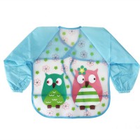 Слинявчик з рукавами "Сови" MGZ-0610-4 блакитний, клейончатий, на зав`язках