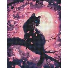 Алмазна мозаїка "Чарівний кіт серед сакури" AMO8220, 40х50 см