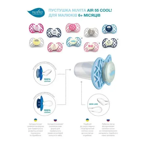 Пустушка ортодонтична "Be happy" Nuvita NV7084PG 7084 Air55 Cool