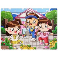 Дитячий дерев'яний пазл-вкладиш "Весела гра" MD 1343-17, 12 елементів