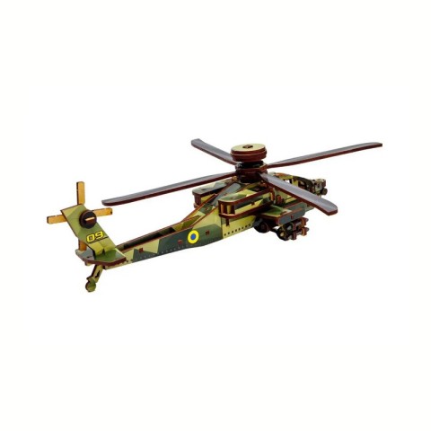 Дерев'яний 3D конcтруктор "Вертоліт" Puz-00954, 125 деталей