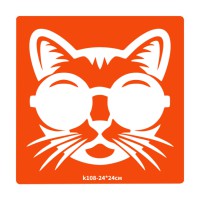 Трафарет для біо-тату Котик k108-24*24см, розмір 24х24см