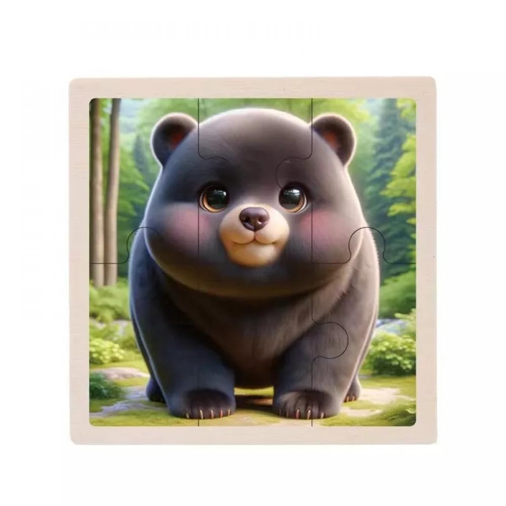 Дитячий дерев'яний пазл-вкладиш "Ведмежа" MD 1509-32, 6 елементів 9,8 х 9,8 х 0,4 см