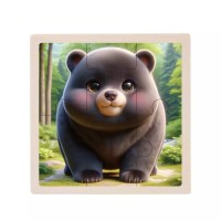 Дитячий дерев'яний пазл-вкладиш "Ведмежа" MD 1509-32, 6 елементів 9,8 х 9,8 х 0,4 см