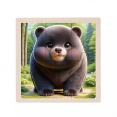 Дитячий дерев'яний пазл-вкладиш "Ведмежа" MD 1509-32, 6 елементів 9,8 х 9,8 х 0,4 см