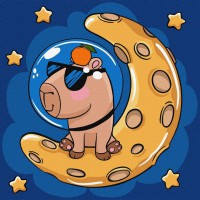 Картина за номерами "Капібара на місяці" KHO1281, 30x30 см