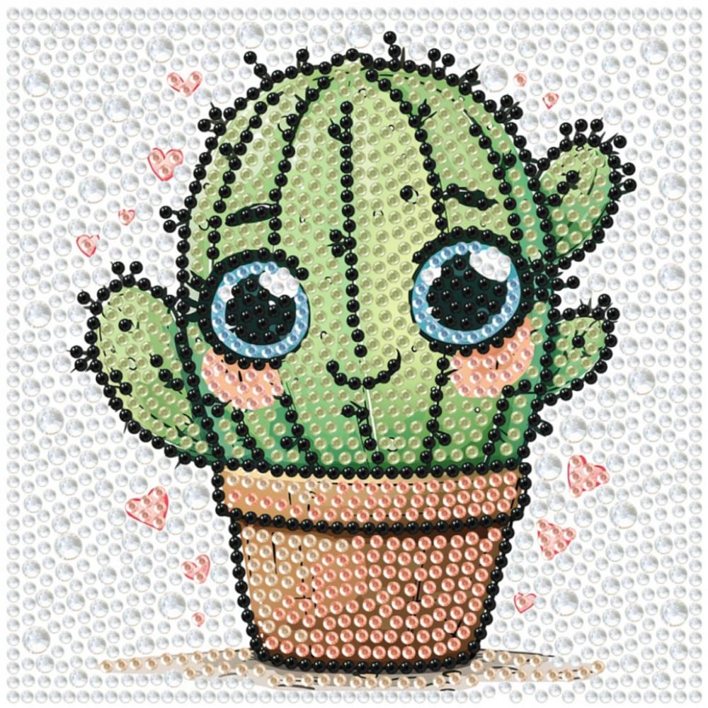 Алмазна мозаїка "Кактус" DM5002 з мольбертом 15х15 см