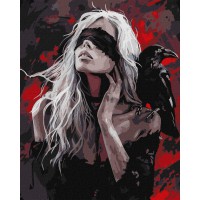Картина за номерами "Дівчина і ворона" ©art_selena_ua KHO8687, 40x50 см