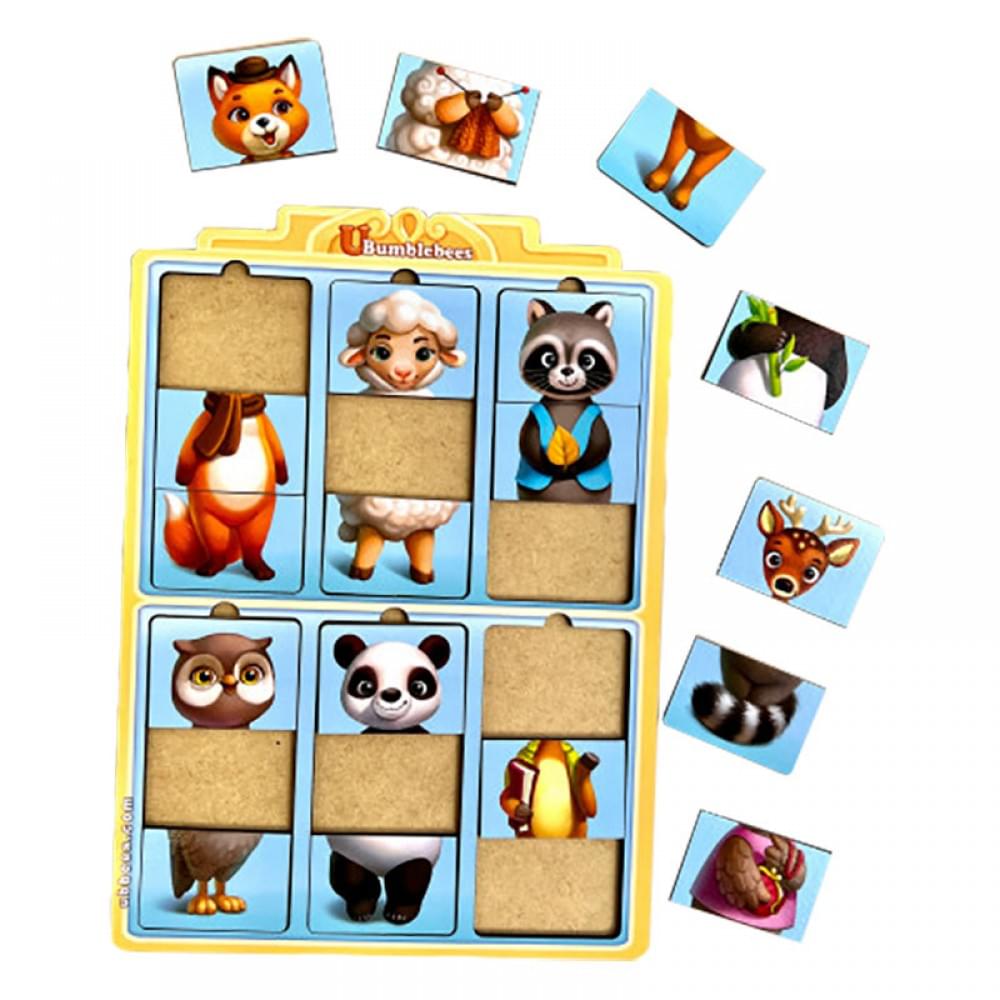 Дерев'яний пазл-вкладиш "Дивовижні звірятка-2" Ubumblebees (ПСФ131) PSF131, 6 тваринок