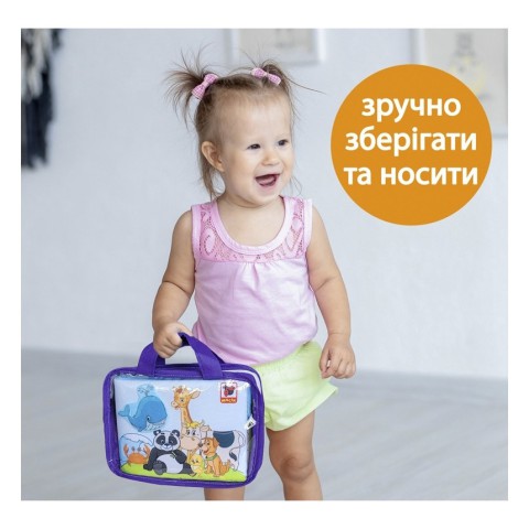 Дитяча м'яконабивна розвиваюча книжка "Тварини" МС 070301-03, 7 сторінок 42 тварини