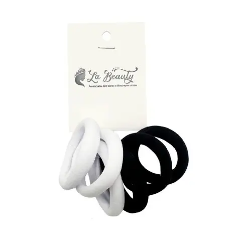 Набір резинок для волосся 0108-424, 6 штук, чорний та білий