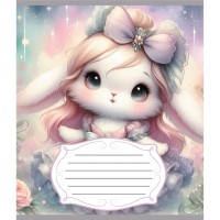 Зошит учнівський "Зайка" 012-590522C-3 в косу лінію, 12 аркушів