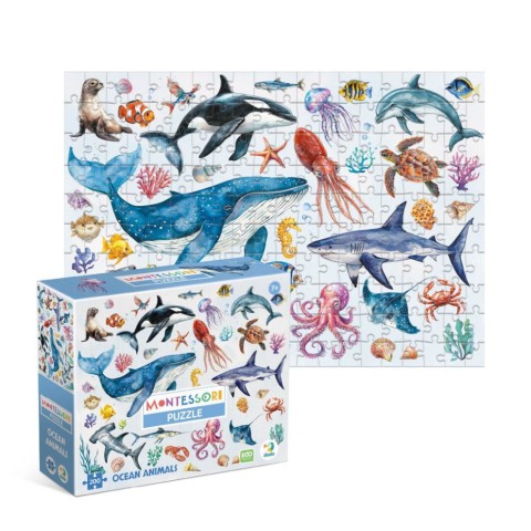 Дитячий пазл Монтессорі "Океанічні тварини" DoDo Toys 300630, 200 елементів