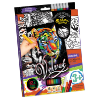 Набір для творчості Оксамитова розмальовка фломастерами VLV-01, 10 видів Тигр 2