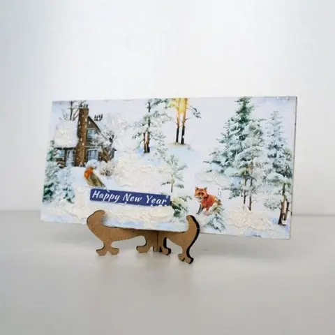 Набір для створення 2 шт вітальних листівок на підставках "Зимовий ліс" FDGCK-049, 20 см х 10 см