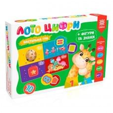 Настільна гра Лото цифри+фігури, знаки та асоціації 129233, 6 карток-планшеток