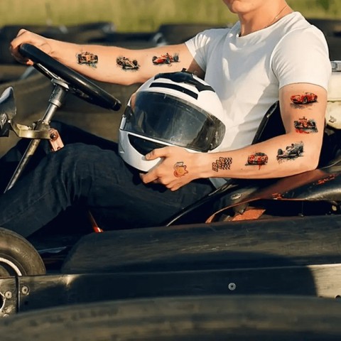 Набір тимчасових татуювань "Гоночні автомобілі" racing-cars-10-01 розмір 12х7 см