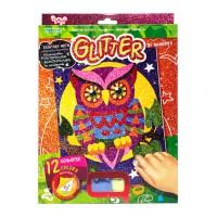 Розмальовка глітерними блискітками за номерами "Сова" РГН-02-03 міні 20,5х26 см