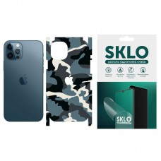 Захисна плівка SKLO Back (тил+грани+лого) Camo для Apple iPhone 12 Pro Max (6.7") Блакитний / Army Blue