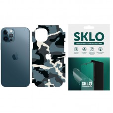 Захисна плівка SKLO Back (тил+грани без углов+лого) Camo для Apple iPhone 12 mini (5.4") Блакитний / Army Blue