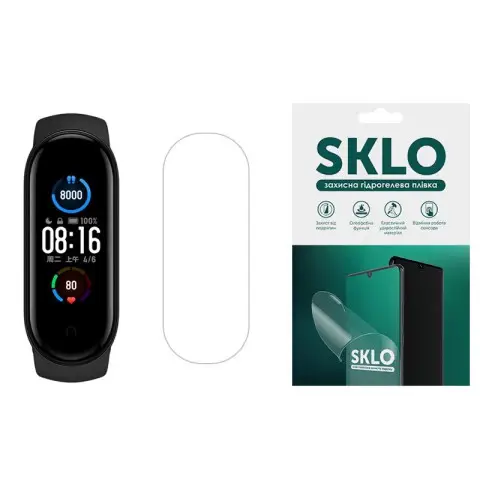 <p>Захисна гідрогелева плівка SKLO (екран) 6шт. для Xiaomi Mi Band 2 (Прозорий)</p>