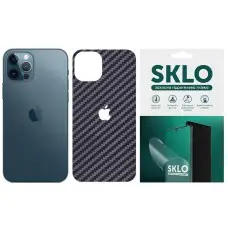 Защитная гидрогелевая пленка SKLO Back (тил+лого) Carbon для Apple iPhone 12 mini (5.4") Черный