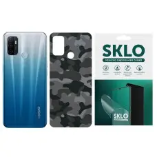 Защитная гидрогелевая пленка SKLO Back (тыл)Camo для OPPO A5 / A3S / AX5 / R15-NEO Серый / Army Gray