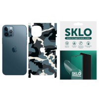 Захисна плівка SKLO Back (тил+грани+лого) Camo для Apple iPhone 11 (6.1") Блакитний / Army Blue