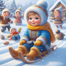 Зимові іграшки та санки