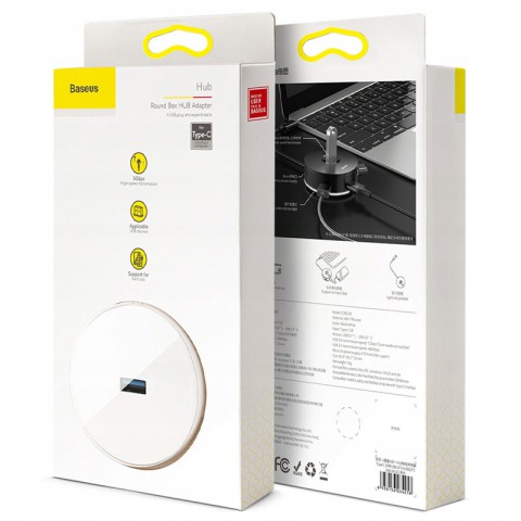 Перехідник HUB Baseus Round Box Type-C to USB 3.0 + 3USB 2.0 (CAHUB-G) Білий