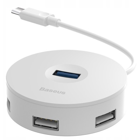 Перехідник HUB Baseus Round Box Type-C to USB 3.0 + 3USB 2.0 (CAHUB-G) Білий