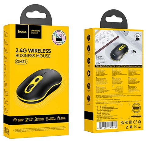 Миша бездротова Hoco GM21 Platinum 2.4G Black Yellow
