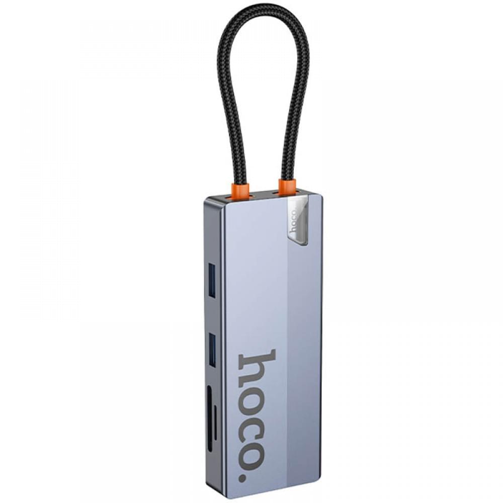 Перехідник HUB Hoco HB52 Wow 8in1 (Type-C to HDTV+RJ45+SD/TF+PD+Type-C3.0+2xUSB3.0) Deep space gray