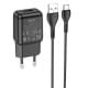 МЗП Hoco C96A (1USB/2.1A) + кабель USB to Type-C Black