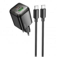 МЗП Hoco N53 Monsoon PD30W+QC3.0 (1USB-A/1C) + Type-C to Type-C Black