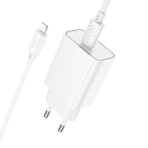 МЗП Hoco C143A Benefit PD20W (1USB-C) + кабель Type-C to Lightning White